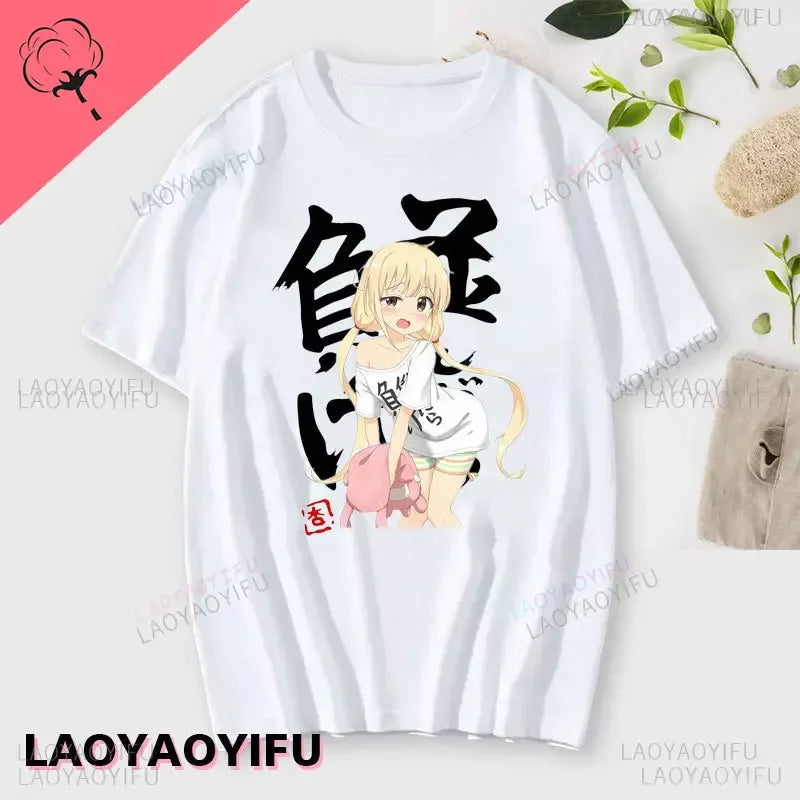 If You Work You Lose - Anzu Futaba Version T-Shirt 2024 New Kawaii Anime Cotton T-shirt Tees for Men Funny cartoon Otaku Tshirt Quick Pick Grocers