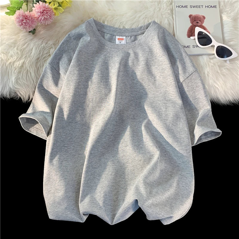 Oversized Summer Short Sleeve Men's T Shirt New Fashion Solid Loose O-Neck T Shirts Mens Cotton Hip Hop Streetwear Top Tees 5XL Quick Pick Grocers