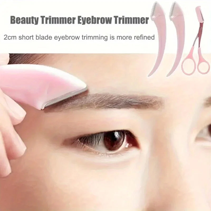 3-Piece Eyebrow Trimmer Set, Scissors and Comb, Stainless Steel Shaver, Eyelash Beginner Makeup Tool, Removal Accessories Quick Pick Grocers