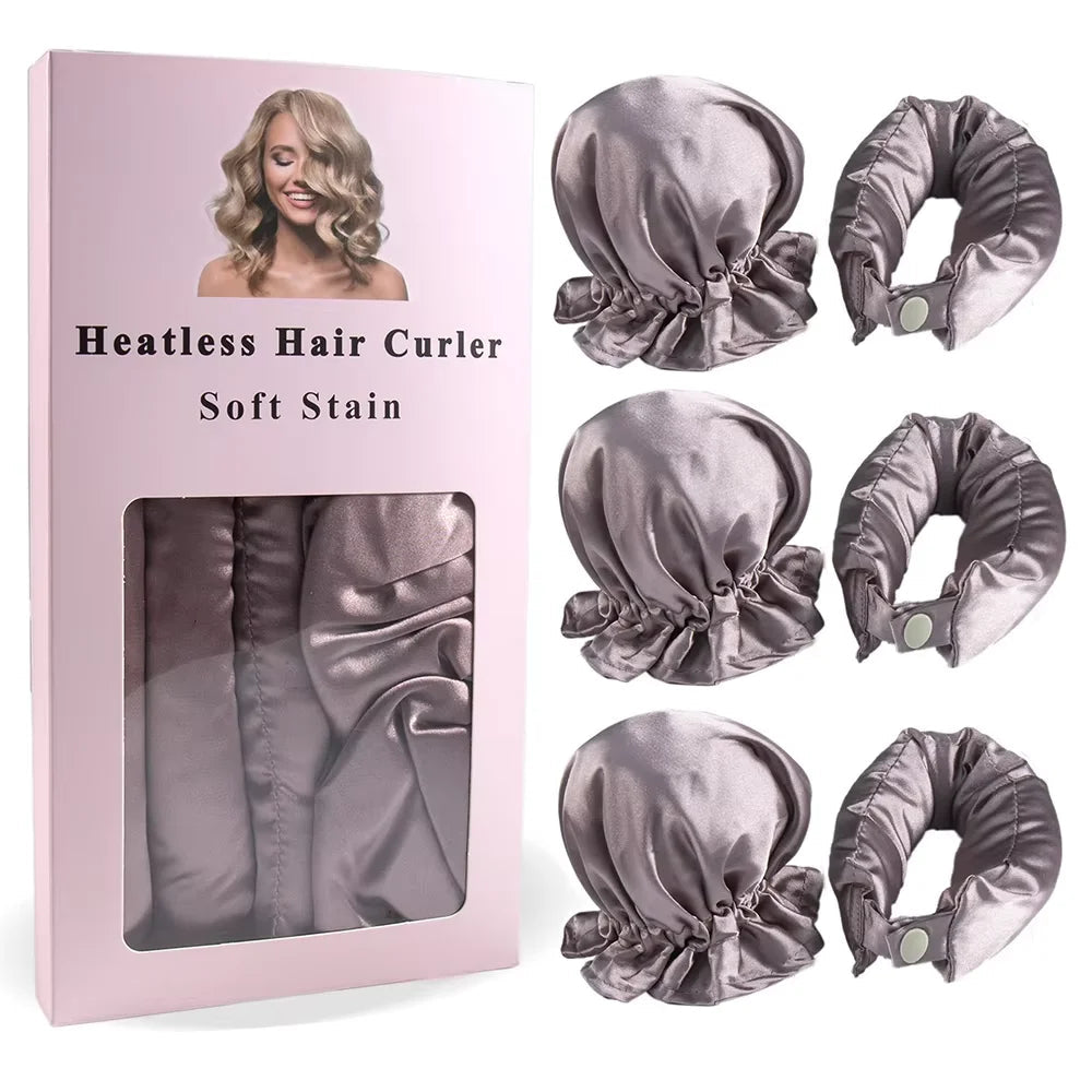 3pc Satin Heatless Curling Rod with Hair Caps, Soft Overnight Curling Rod Headband for Long Hair, DIY Hairstyling Tools Quick Pick Grocers