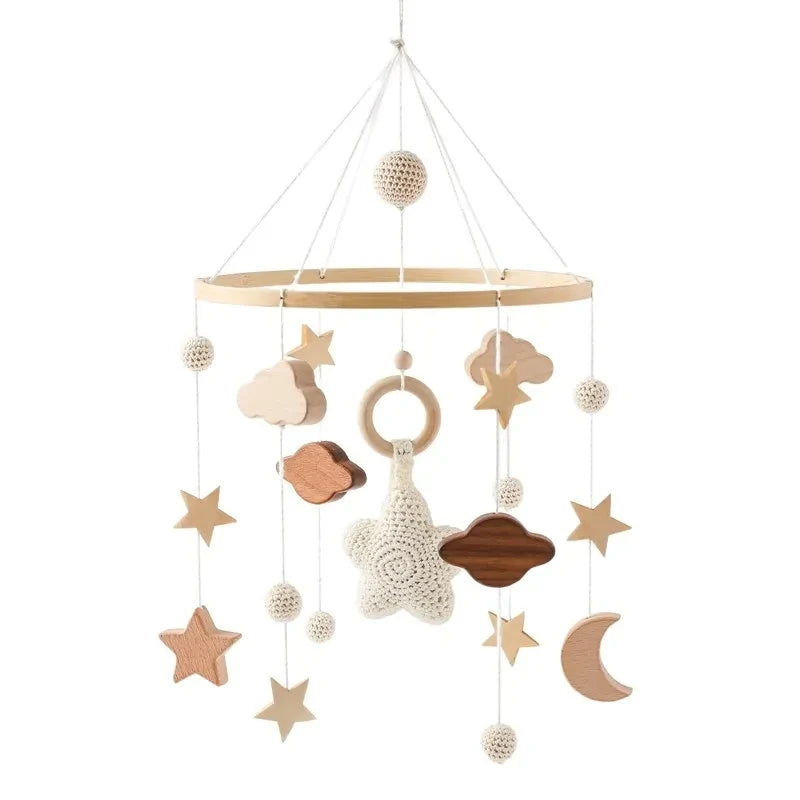 Baby Rattle Toy Bed Bell Bracket Wooden Mobile 0-12 Months Newborn Crochet Bed Bell Hanging Toys Holder Bracket Infant Crib Gift Purest Peak