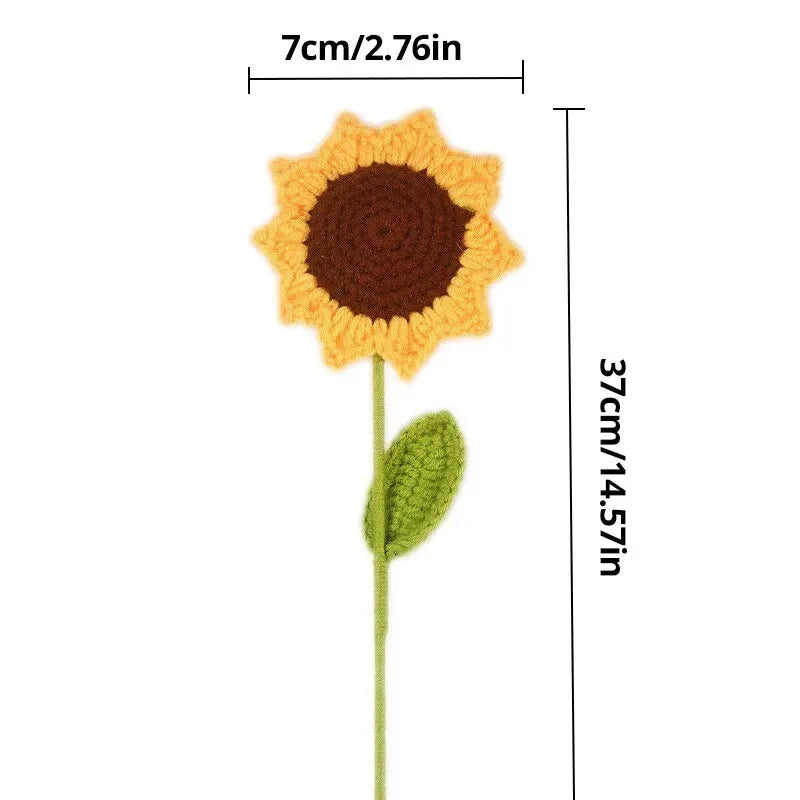3Pcs Sunflower Hand Woven Bouquet Creative Wool Knitting Flower Sunflower Decorations Teachers Day Mother S Day Birthday Gift Quick Pick Grocers