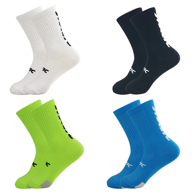5 Pairs Cycling Socks Men Bicycle Sport Running Bike Socks Mid Tube Compression Outdoor Racing MTB Road Bike Socks Breathable Quick Pick Grocers