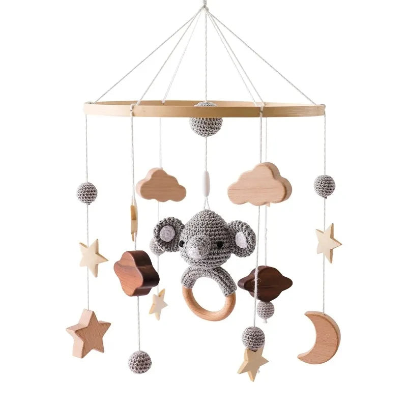 Baby Rattle Toy Bed Bell Bracket Wooden Mobile 0-12 Months Newborn Crochet Bed Bell Hanging Toys Holder Bracket Infant Crib Gift Purest Peak