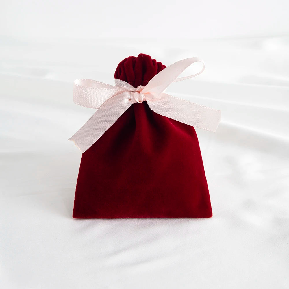 10pcs Green Jewelry Velvet Bag Ribbon Bowknot Pouches Gift Display Packing Storage Wedding Favors Travel Candy Drawstring Pocket Purest Peak