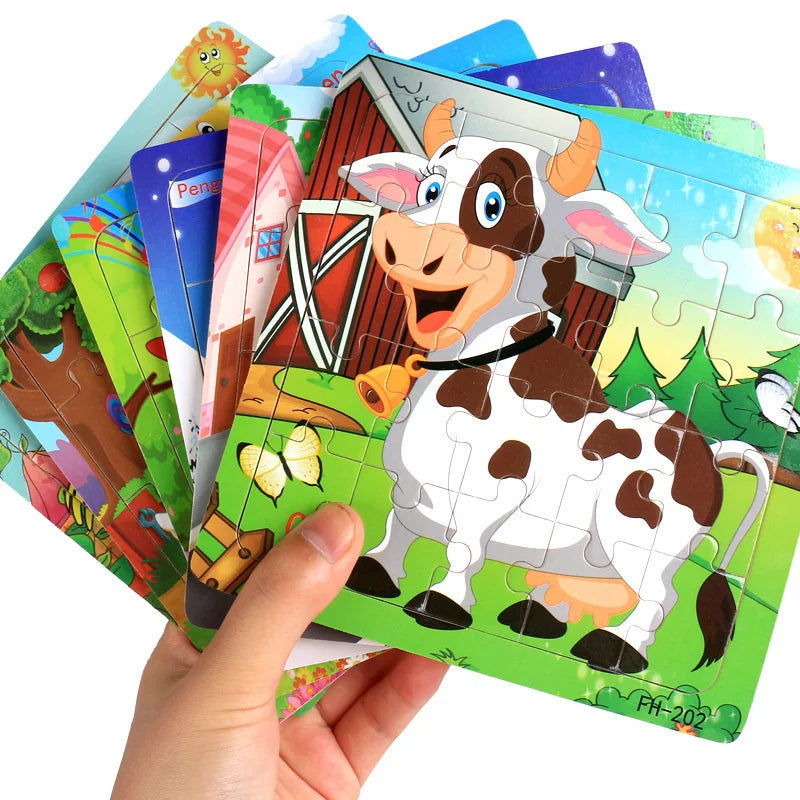 New 20 Piece Wooden 3d Puzzle Cartoon Animal Vehicle Jigsaw Puzzle Montessori Educational Toys For Kids 3-6 Years Old Quick Pick Grocers