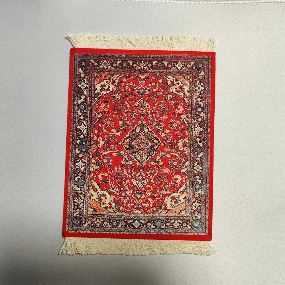 Woven flower Persian carpet small coaster wholesale merchants cheap mouse pad desk mat retro style rubber non-slip computer mats Quick Pick Grocers