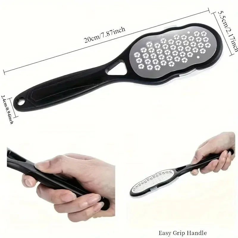 Stainless Steel Foot File - Anti-Splash Ergonomic File with Coarse/Fine Grit, Durable for Home Pedicure & Holiday Gift Quick Pick Grocers