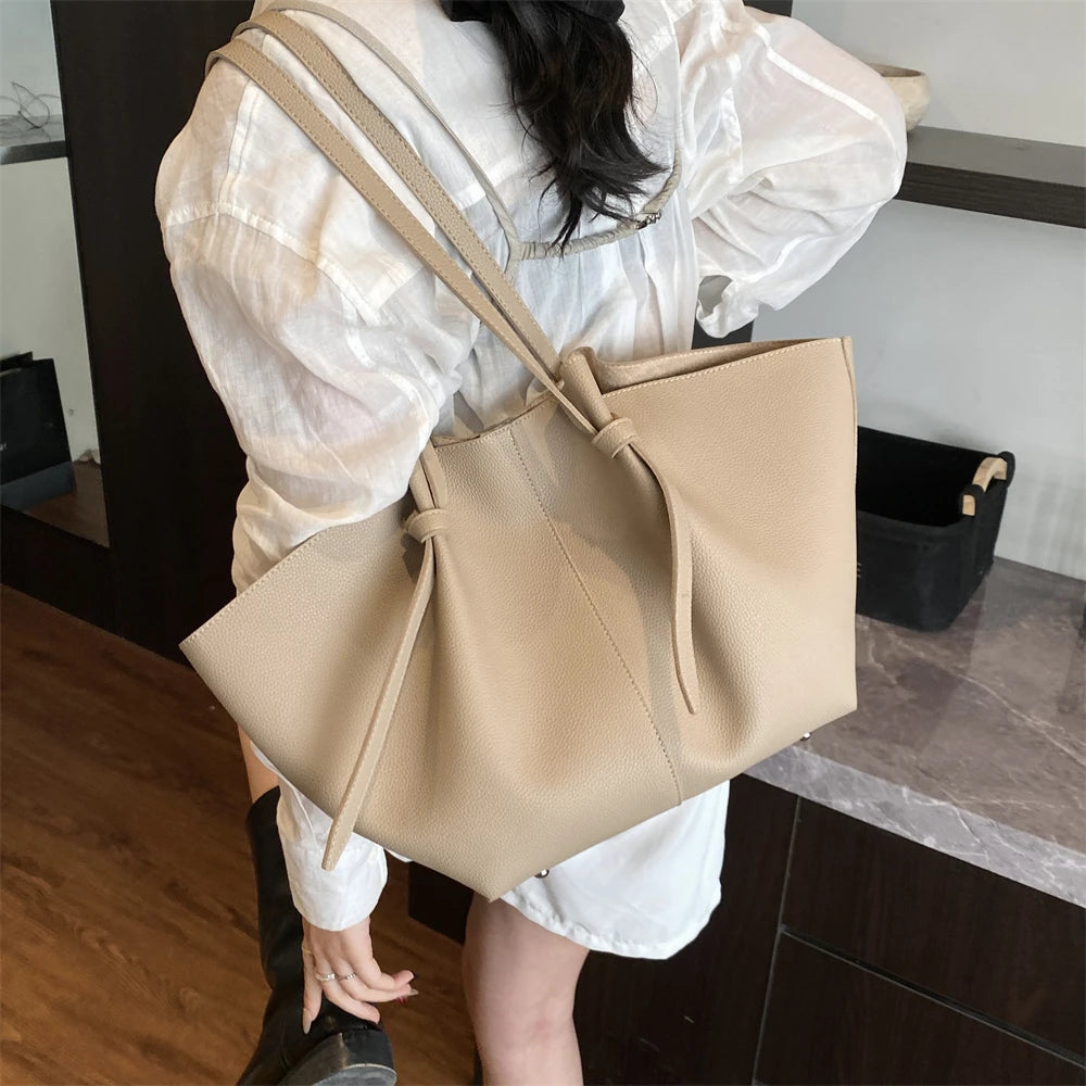Branded Designer Shoulder Tote Bags For Women Soft PU Leather 2-IN-1 Big Capacity Shopper Tote Set 2025 Luxury Designer Handbags Quick Pick Grocers