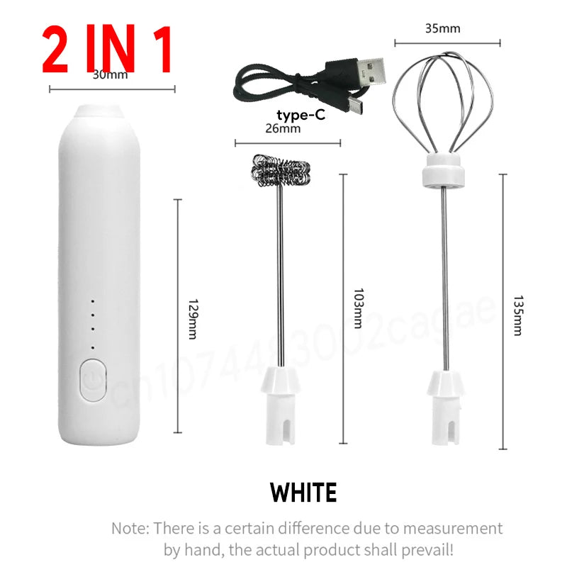 UPGRADED Electric Coffee Frother/MILK Whisk+Egg Beater MINI Food Blender USB Rechargeable Handheld Three Speeds Espresso Tools Quick Pick Grocers