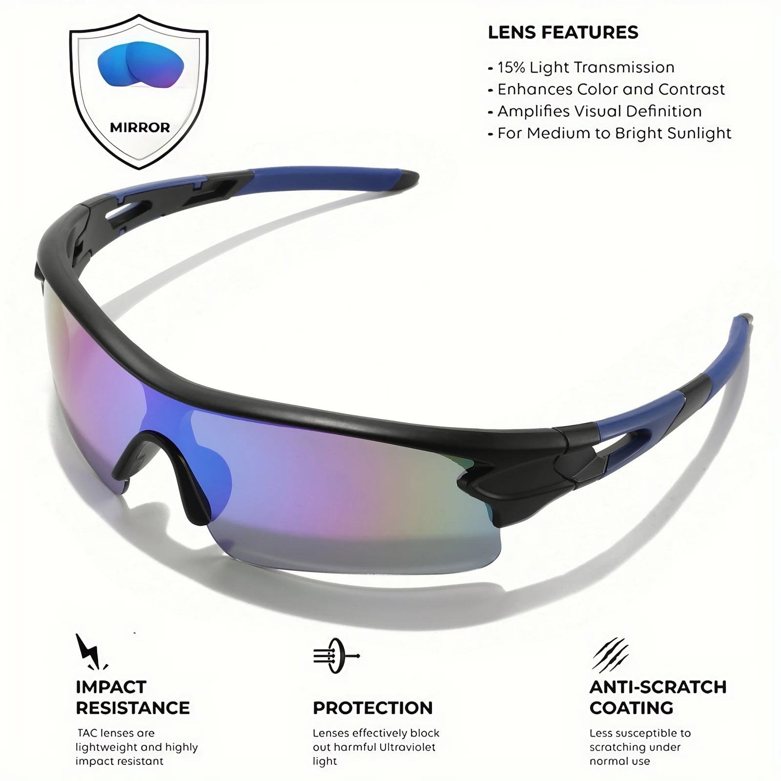 New UV400 Protective Sports Eyewear - Lightweight Full-Cover Lens, Unisex Wrap-Around for Cycling, Hiking & Daily Use Quick Pick Grocers