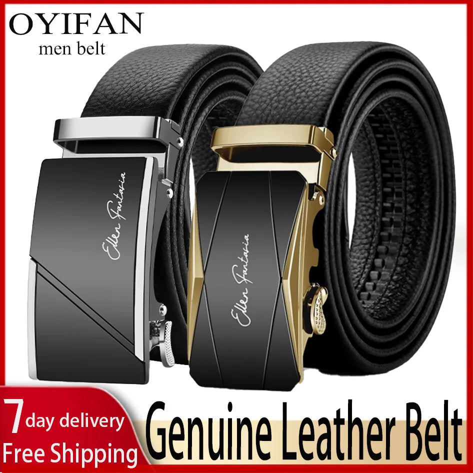 OYIFAN Men Belt Genuine Leather Belt for men Automatic belts Adjustable waistband Business belts 허리띠 Quick Pick Grocers