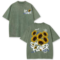Lift Is Good Beautiful Sunflower Print Washed T Shirts Women Soft Cotton T-Shirt Street Creative Short Sleeve Summer Casual Tops Quick Pick Grocers