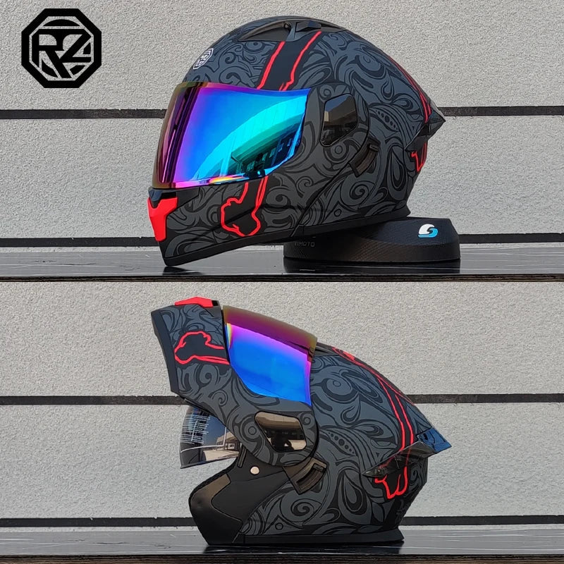 ORZ Personalised Motorcycle Full Face Helmet Men Women Fashion Dual Lens Helmets Motocross Racing Modular Flip Up Casco Moto Quick Pick Grocers