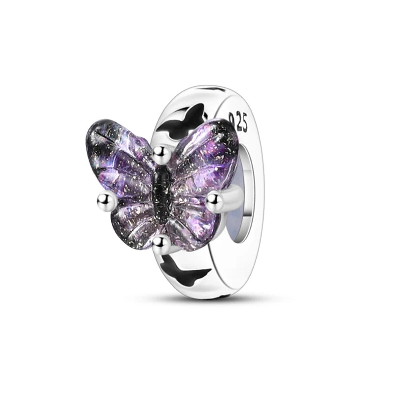 100% 925 Sterling Silver Rainbow Zircon Colorful Butterfly Dragon Shaped Silicone Stopper Charms Beads Fit DIY Bracelets Jewelry Econic Blanks