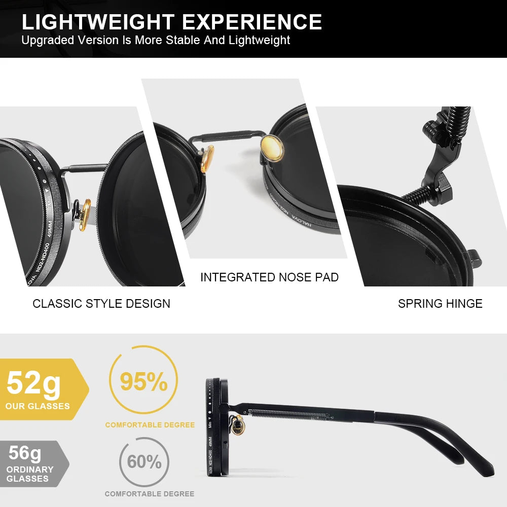 CRIXALIS Polarized Round Sunglasses ND9 Adjustable Dimming Men Women Retro Punk Men's Fishing Eyeglasses Outdoor Shades UV400 Quick Pick Grocers