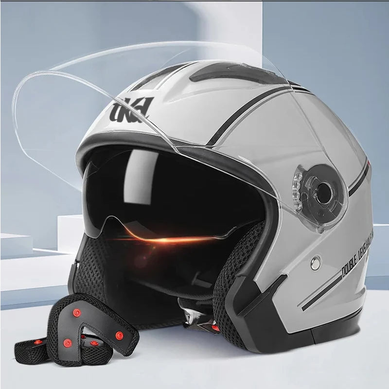 Motorcycle Dual Visor Flip Up Modular Full Face Helmet Anti-fog Street Bike Racing Helmet for Women, Men, 4 Colors
