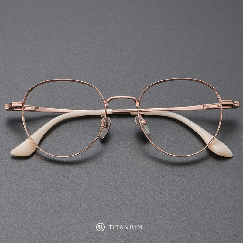 YIMARUILI Luxury Pure Titanium Men and Women Eyeglasses Frame Retro Round Big Wide-rimmed Optical Prescription Glasses CT-266 Econic Blanks