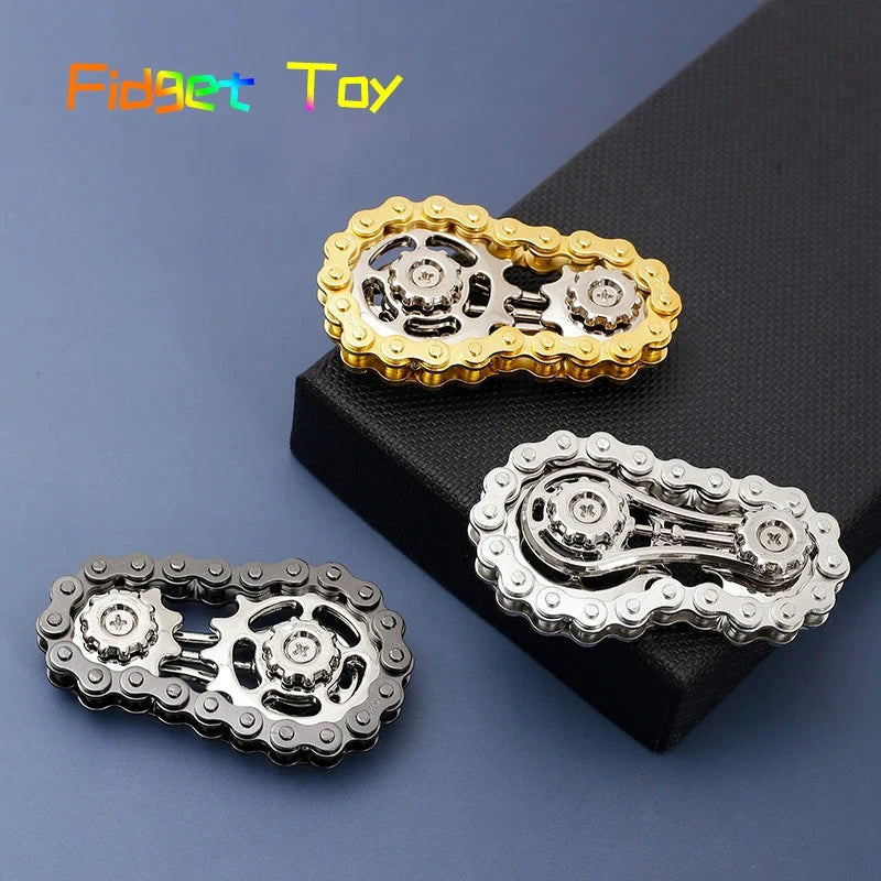 Sprockets Flywheel Fingertip Gyro Fidget Spinner Antistress Anxiety Metal Bike Chains EDC Spinner Fidget Toys For Adult Kids Econic Blanks