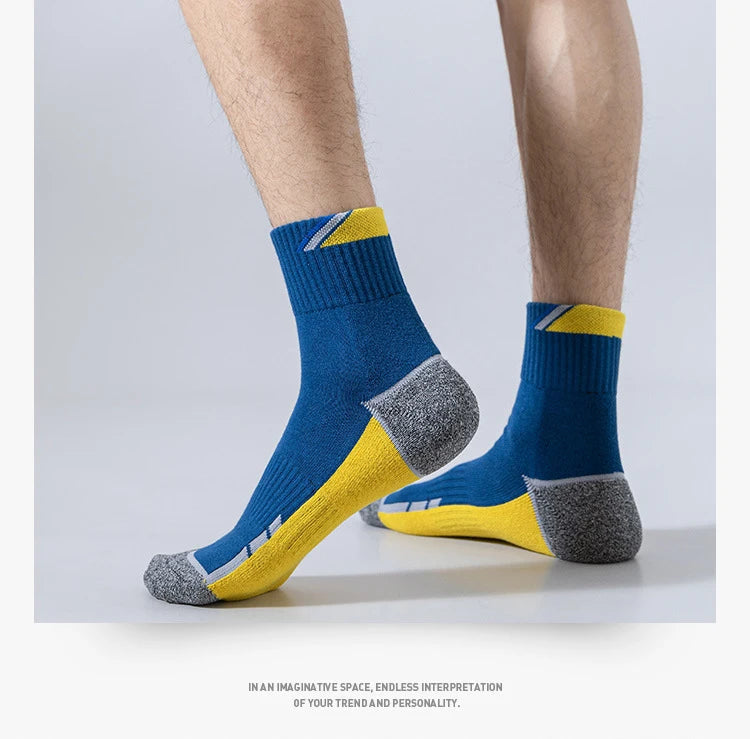 Professional Tennis Cotton Socks Towel Bottom Sports Color Matching Elite Men's Tube Business Running Basketball Socks Thickened Quick Pick Grocers