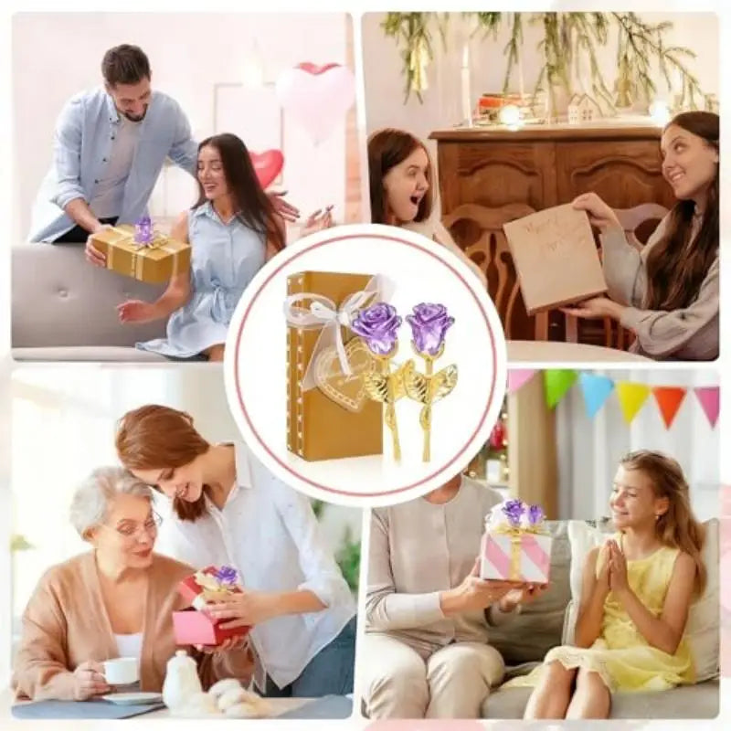 1/2Pcs Eternal Crystal Glass Rose - Valentine's Day Wedding Gift for Girlfriend Wife Artificial Flower Without Box Quick Pick Grocers