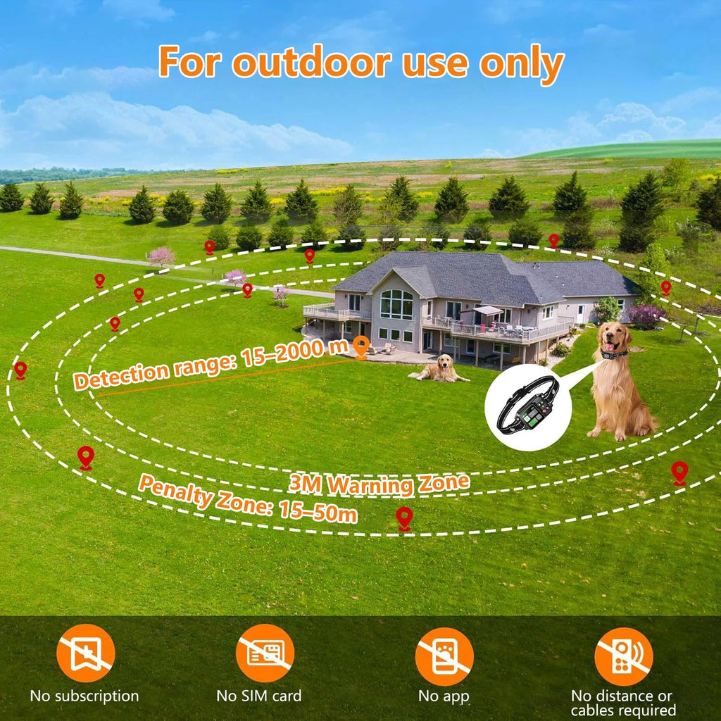 GPS Wireless Dog Fencing System - Electric dog fencing with GPS Electric Satellite Technology, Pet Fencing System Range 15~2000m Quick Pick Grocers