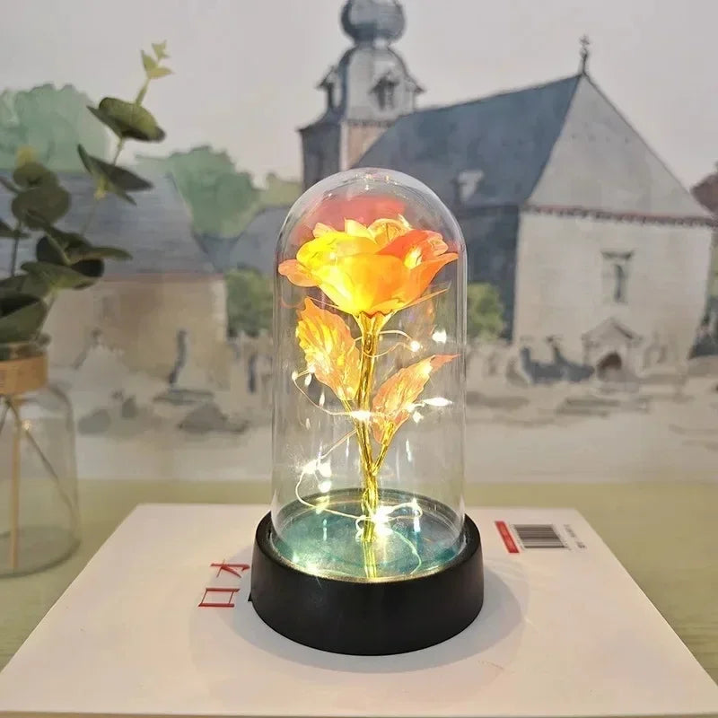 Artificial Rose Flowers Valentines Day Gift for Girlfriend Eternal Rose LED Light Foil Flower Wedding Decor Christmas Gifts Purest Peak Salt