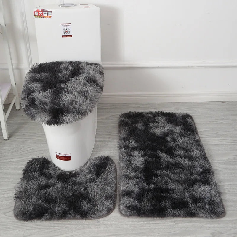 Toilet Seat Cover 3Pcs Set Bath Mat Shower Room Floor Rug Home Bathroom Anti-Slip Absorbent Doormat Bathtub Decor Carpet Quick Pick Grocers