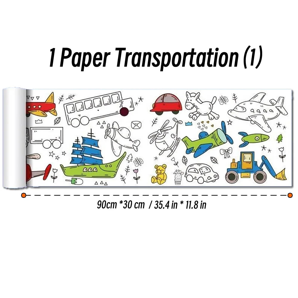 90cm Animal Canvas Children's Drawing Roll DIY Coloring Paper Roll Color Filling Graffiti Paper-cut Painting Educational School Quick Pick Grocers
