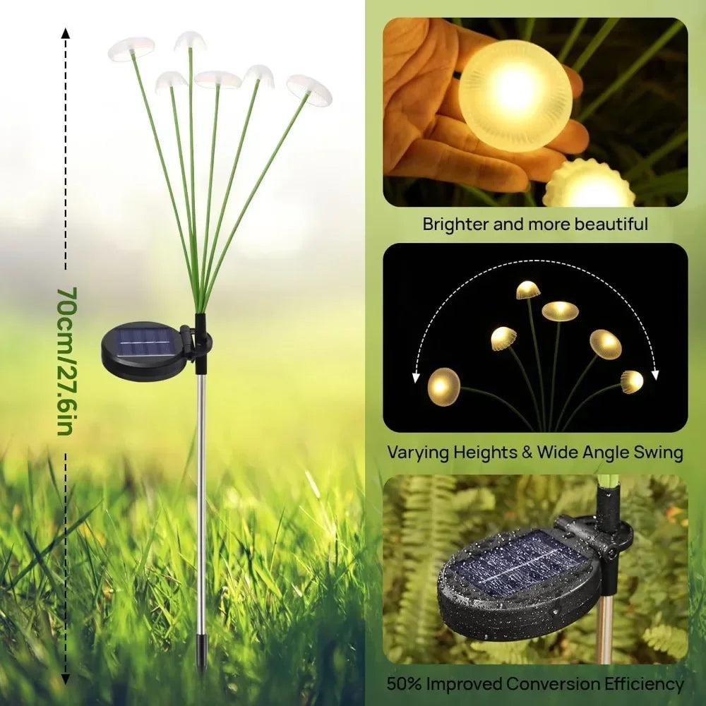Solar 6LEDS Jellyfish Lights Mushroom Lights Solar Ground Plug Atmosphere Lights Garden Decoration Lights Lawn Lights Econic Blanks