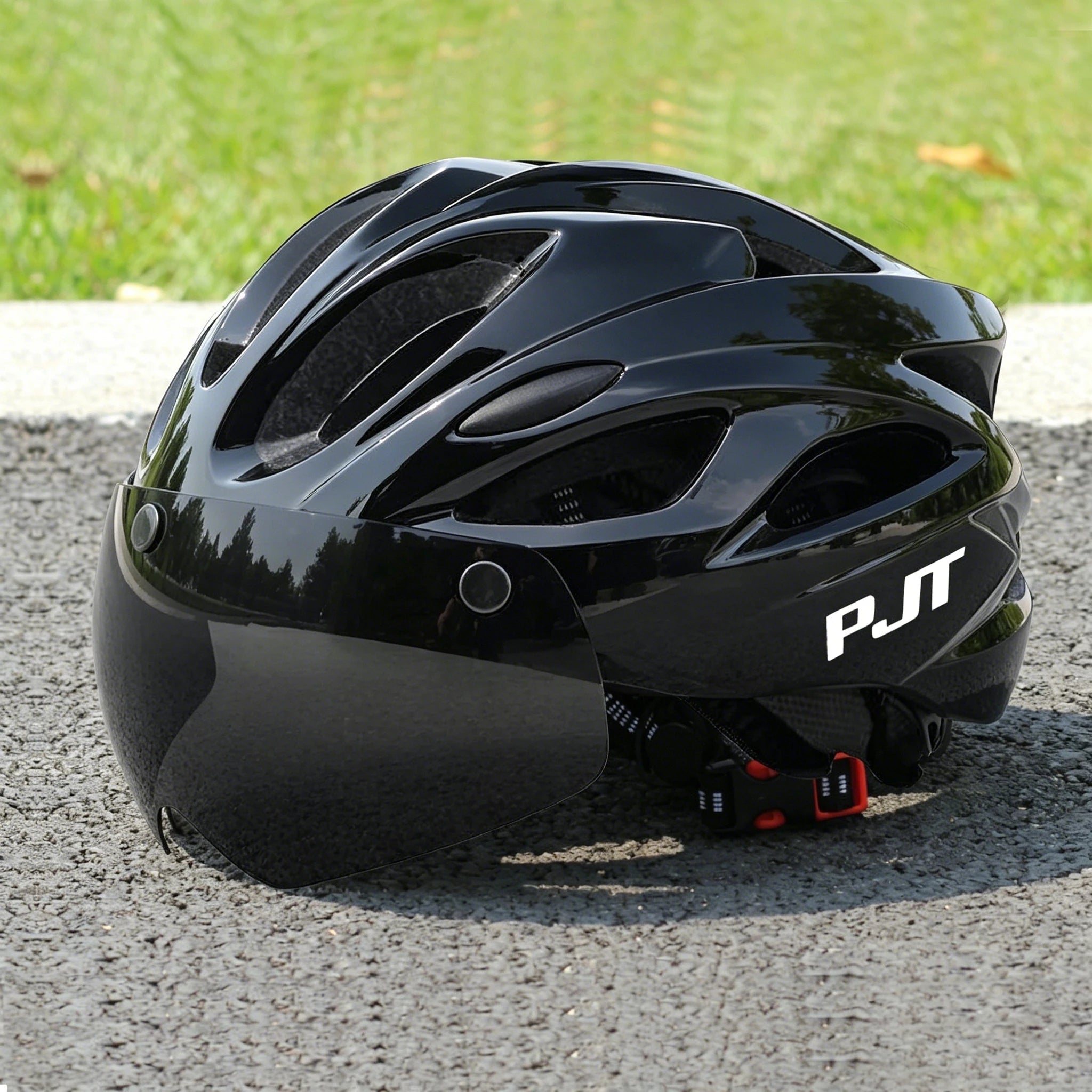 PJT Ultra-Light Magnetic Goggles Bicycle Helmet Lightweight PC Shell & EPS Foam Construction Cycling Helmet MTB Bike Helmet Quick Pick Grocers