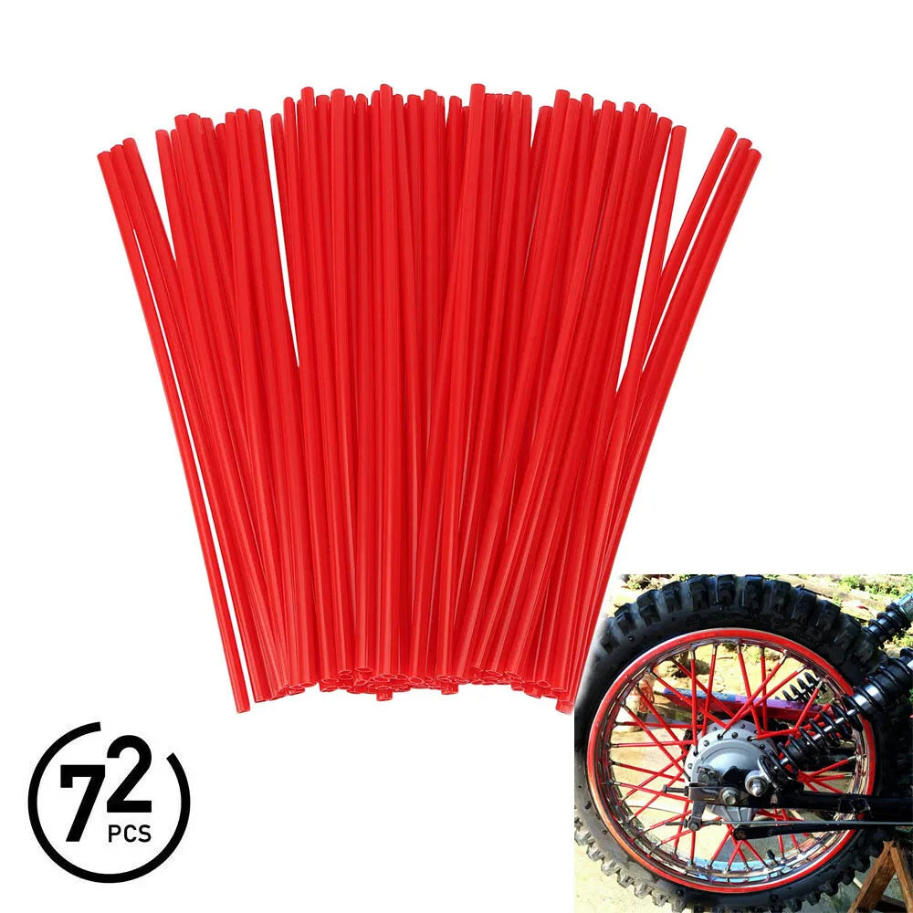 72pcs Bicycle Wheel Spoked Protector Wraps 24cm Wheel Rim Spoke Wrap Kit for Motorcycle Bike Color Rims Skin Trim Covers Pipe