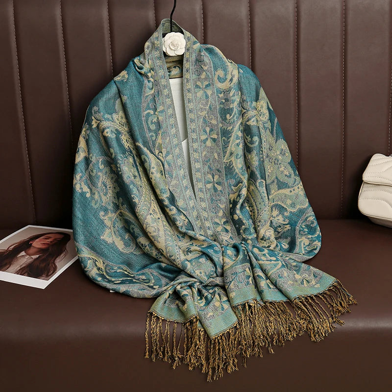 Luxury Brand Autumn Cashmere Pashmina Shawl Lady Wrap Warm Winter Scarves Design Print Female Foulard Cotton Stoles Scarf 2023 Quick Pick Grocers