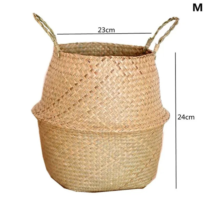 Straw Weaving Flower Plant Pot Basket Grass Planter Basket Indoor Outdoor Flower Pot Cover Plant Containers for Plantable Plants Quick Pick Grocers