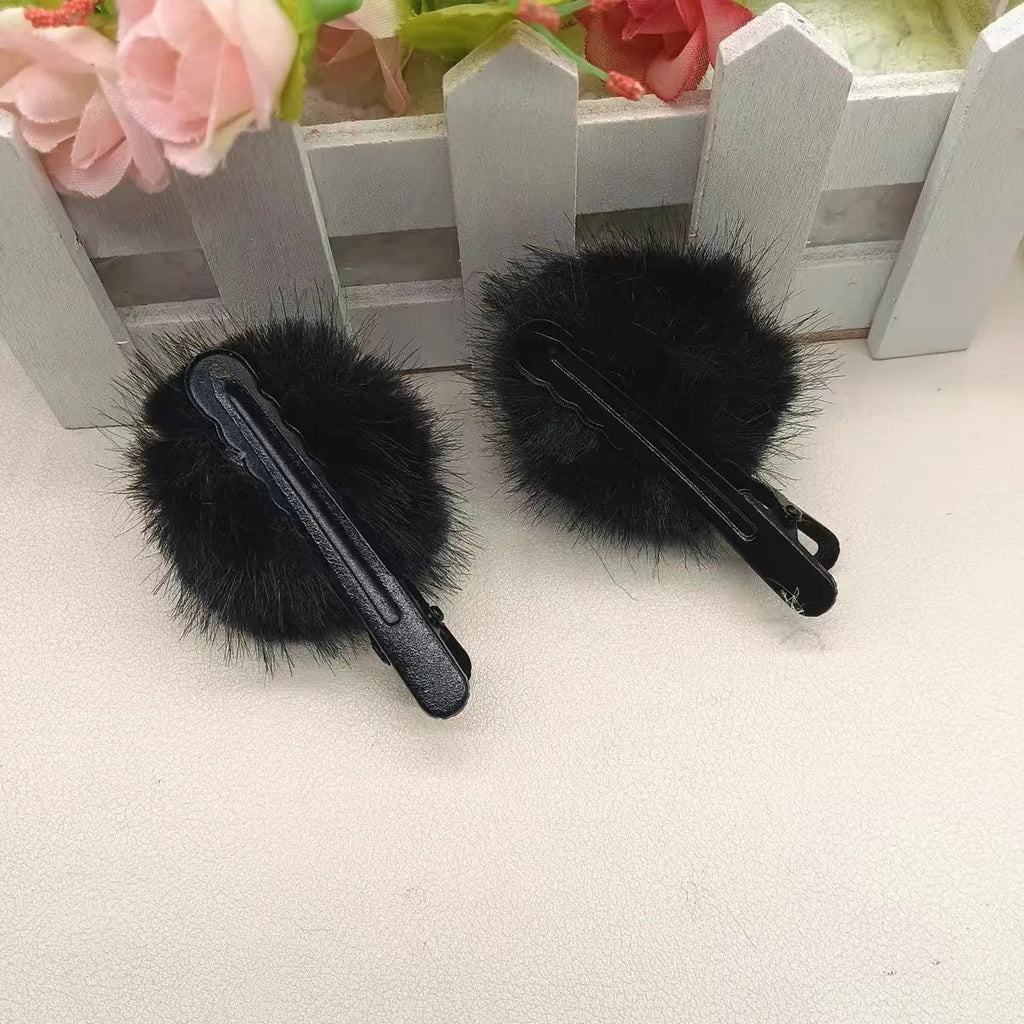 Cute Black Fuzzy Hair Clip for Women - Big Eyes Design, Adorable Hair Accessories for Girls, Daily & Party Wear Quick Pick Grocers