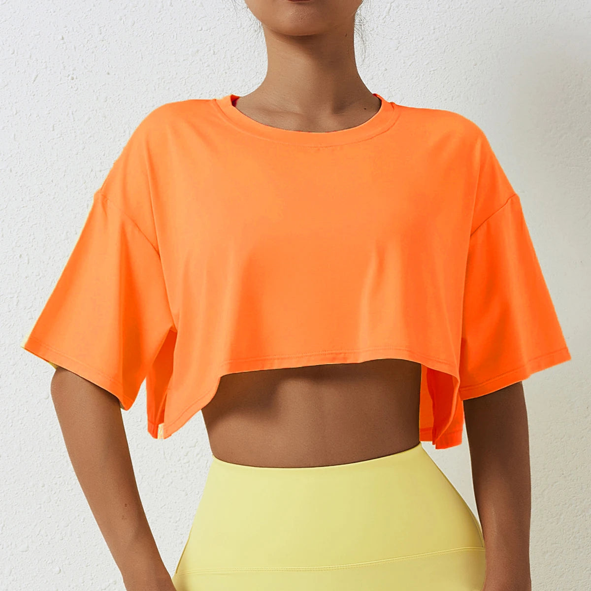 Cotton Women Short Sleeve Dance Running Clothes Yoga Fitness Crop Top  Navel Baring New Sport T-shirt Loose Gym Workout Shirts Quick Pick Grocers