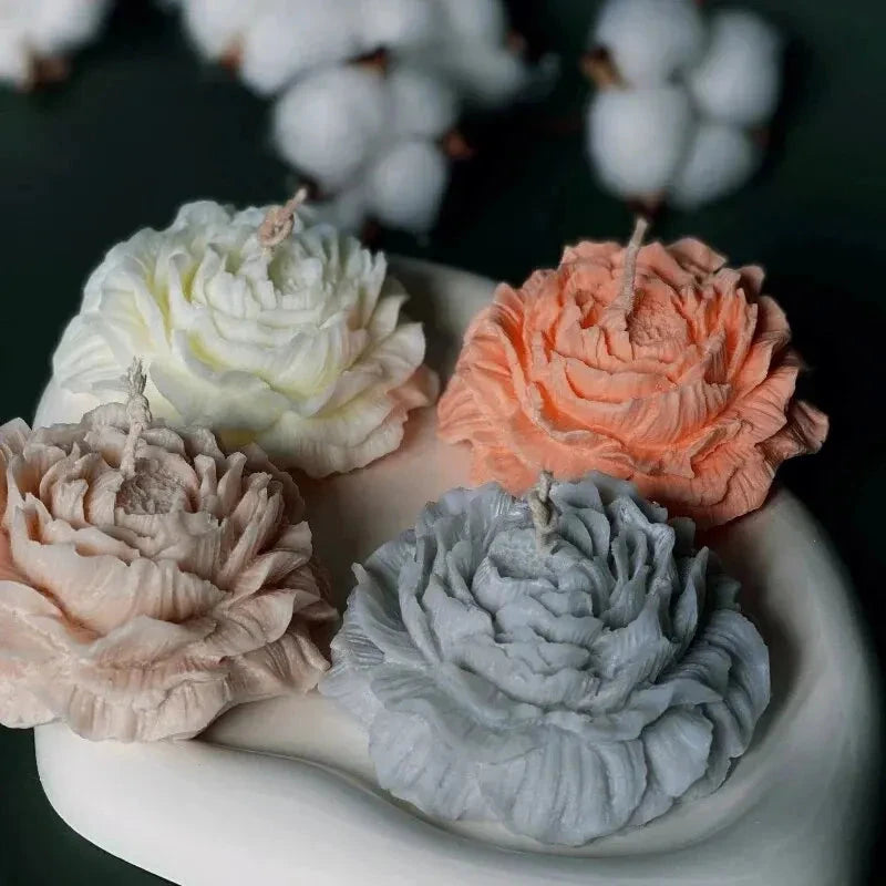 3D Peony Candle Silicone Mold DIY Relief Flower Soap Resin Plaster Mould Home Decor Chocolate Cake Ice Baking Making Tool Gifts Econic Blanks