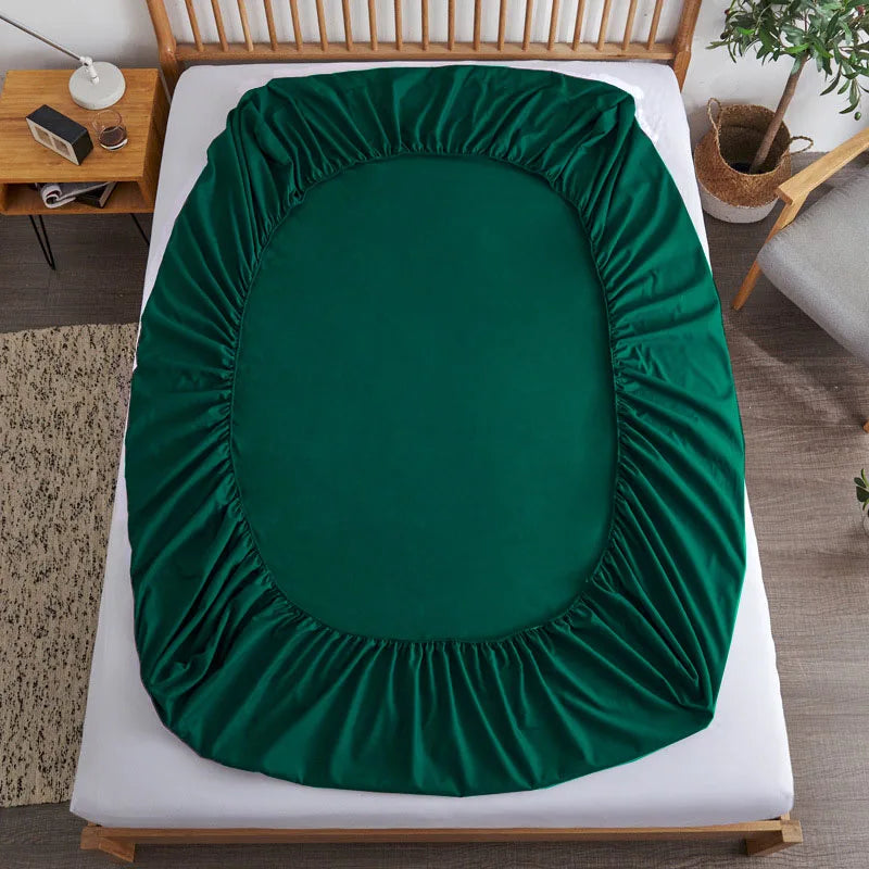Cotton Fitted Sheet with Elastic Bands Non Slip Adjustable Mattress Covers for Single Double King Queen Bed,140/160/200cm Quick Pick Grocers