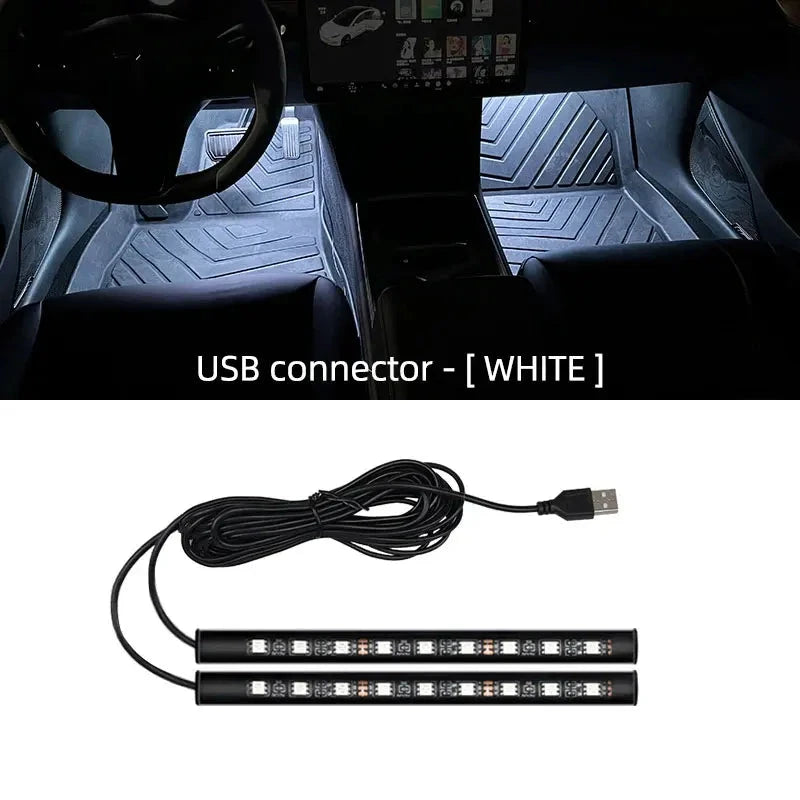 2-in-1 LED Car Neon Interior Light – USB & Cigarette Lighter Footwell Ambient Light, Car Backlight Atmosphere Lamp Accessories Econic Blanks