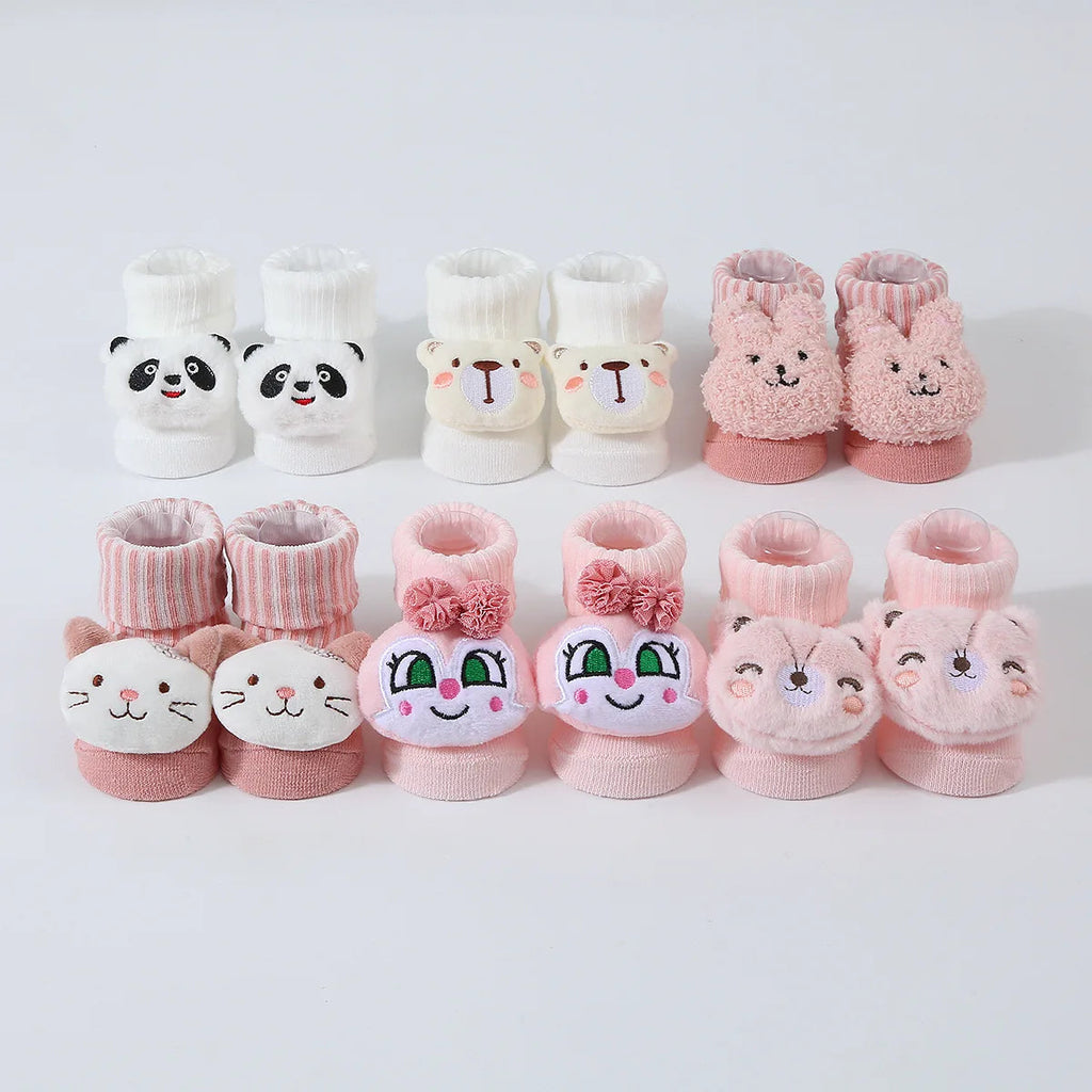 Cute Cartoon Doll Newborn Socks Spring New Baby Soft Solid Prewalker Knitted Sock For Girls Boys Infant Knitting Floor Socks Quick Pick Grocers