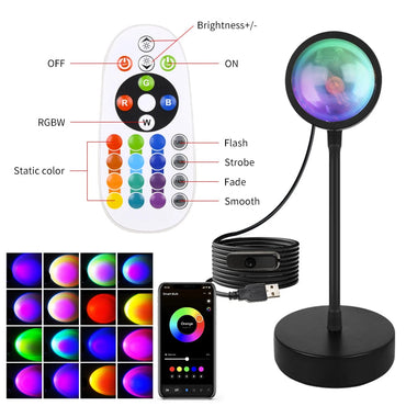 Smart Sunset Lamp Tuya LED Night Ligh USB RGB Smart Life APP Remote Projection For Room Decoration Photography Festival Birth Quick Pick Grocers