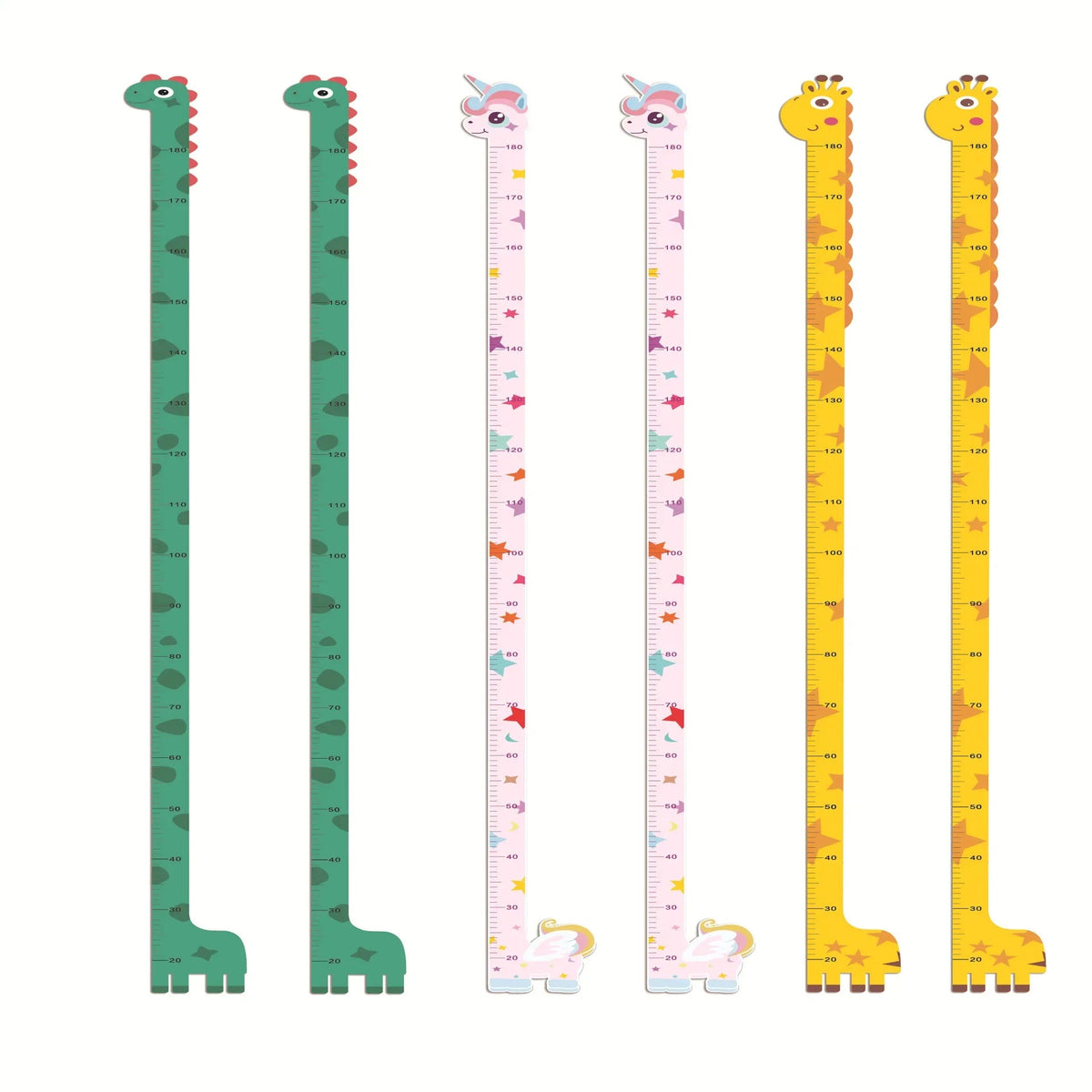 180cm Whimsical Animal Growth Chart Wall Decals: Unicorn, Dino, Giraffe Height Stickers for Nursery & Kids Room Decor Quick Pick Grocers