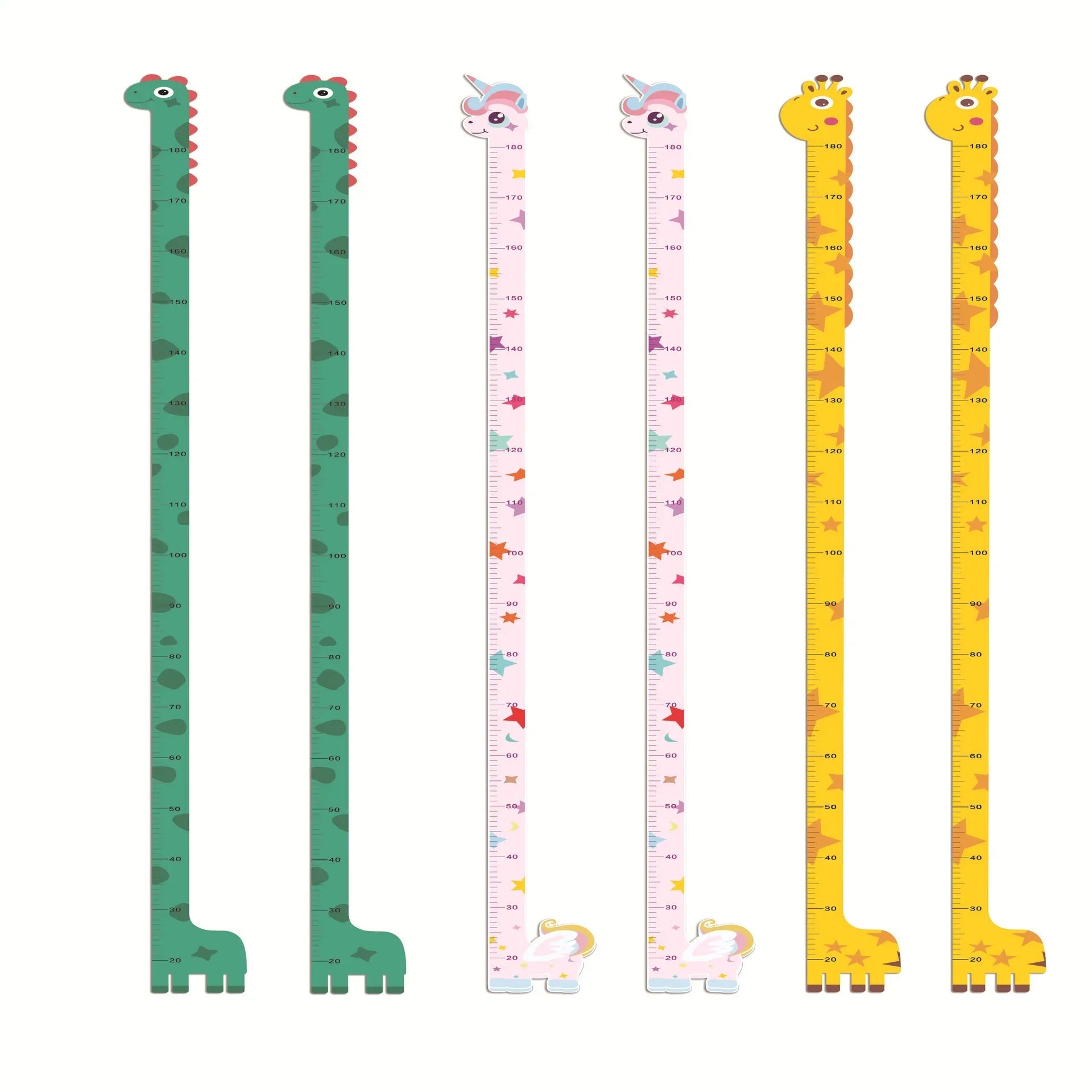 180cm Whimsical Animal Growth Chart Wall Decals: Unicorn, Dino, Giraffe Height Stickers for Nursery & Kids Room Decor Quick Pick Grocers