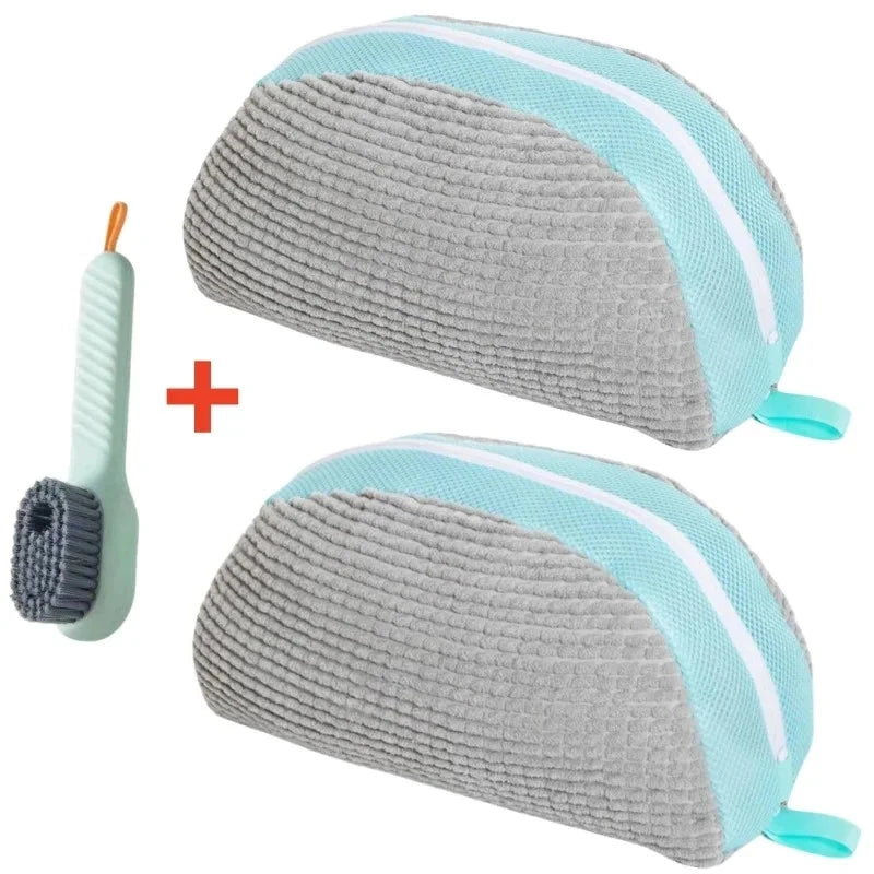 1/2/4PCS Shoe Washing Machine Bag with Liquid Shoe Brush Set Durable Laundry Shoe Bag and Soft Bristle Clean Brush for All Shoes Econic Blanks