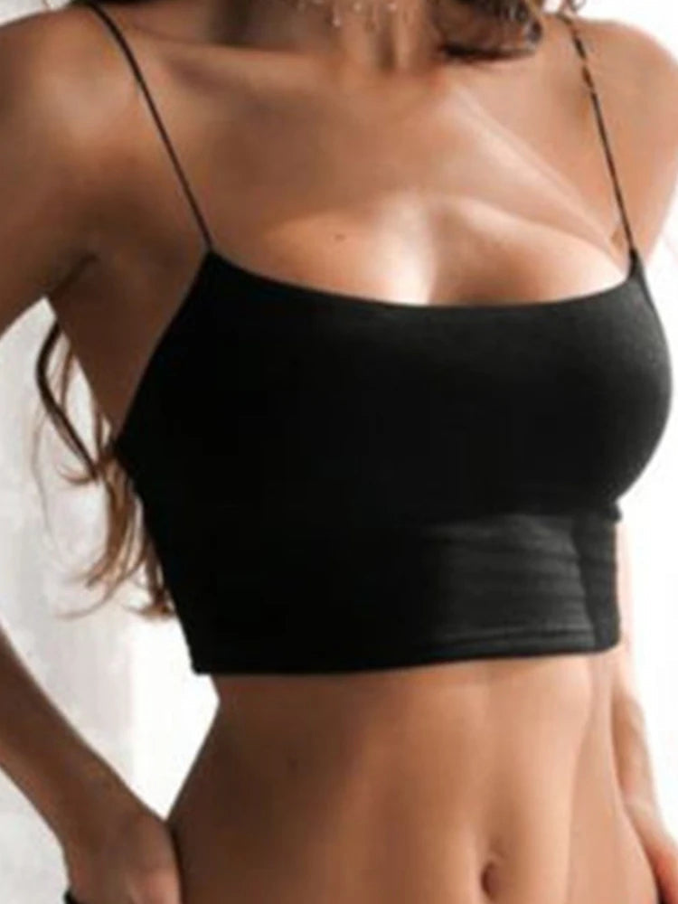 Sexy Tank Top Black Halter Crop Tops Women Summer Camis Backless Camisole Fashion Casual Tube Top Female Sleeveless Cropped Vest Quick Pick Grocers