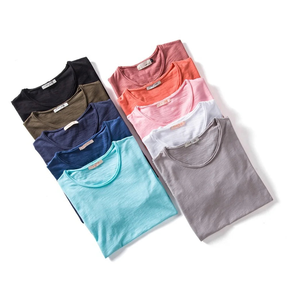 100% Cotton Men T-shirt Casual Soft Fitness Summer Thin T-shirts Men's Home Clothes O-Neck Short Sleeve Soild T Shirt for Men Quick Pick Grocers