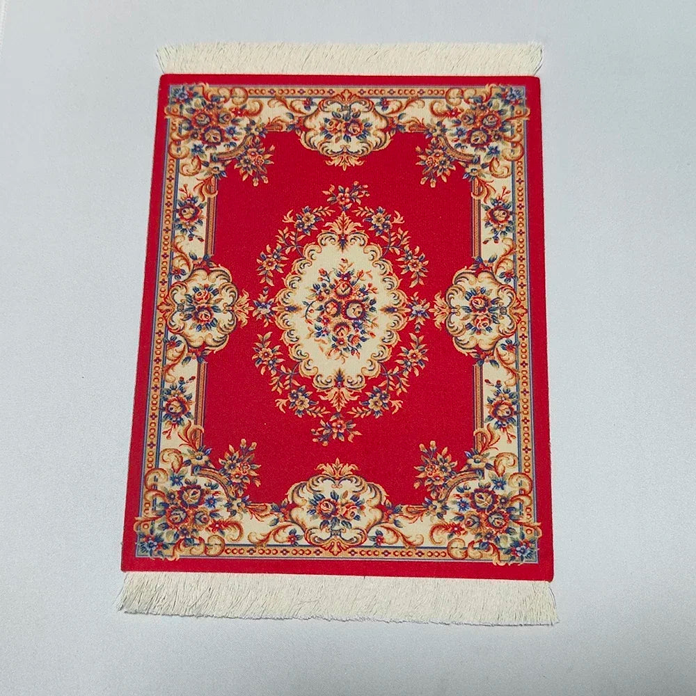 Woven flower Persian carpet small coaster wholesale merchants cheap mouse pad desk mat retro style rubber non-slip computer mats Quick Pick Grocers