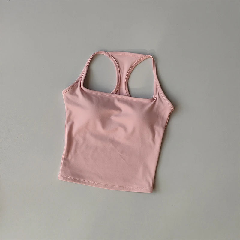 Sports and Fitness Vest with Chest Pad Summer Shockproof Beauty Back Nude Feeling Suit Pilates Training Yoga Top Yoga Clothing Quick Pick Grocers