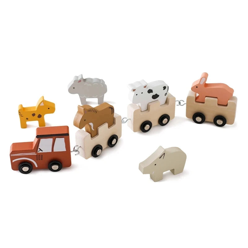 Wooden Train Birthday Toy  Montessori Toys Baby Educational Toys  Wooden Trolley  Baby Learning Toys  Number Of Wood Baby's Toys Purest Peak