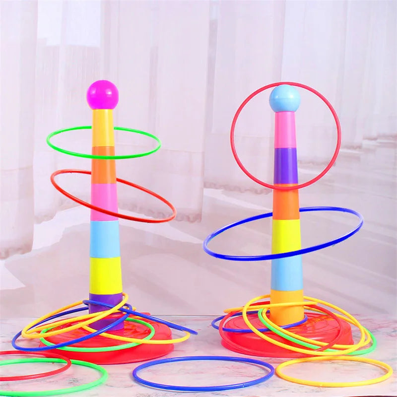 Children Throw Circle Game Ferrule Stacked Toys Fun Indoor Outdoor Parent-Child Interactive Circle Layers Early Education Gift Quick Pick Grocers